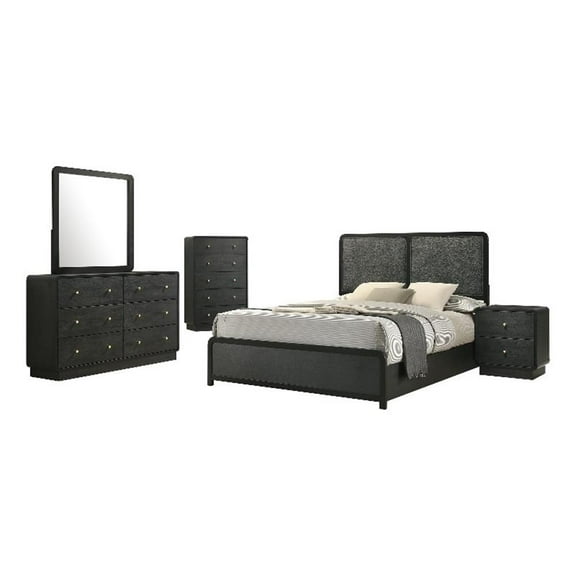 Cavelle 5-piece Eastern King Bedroom Set Black
