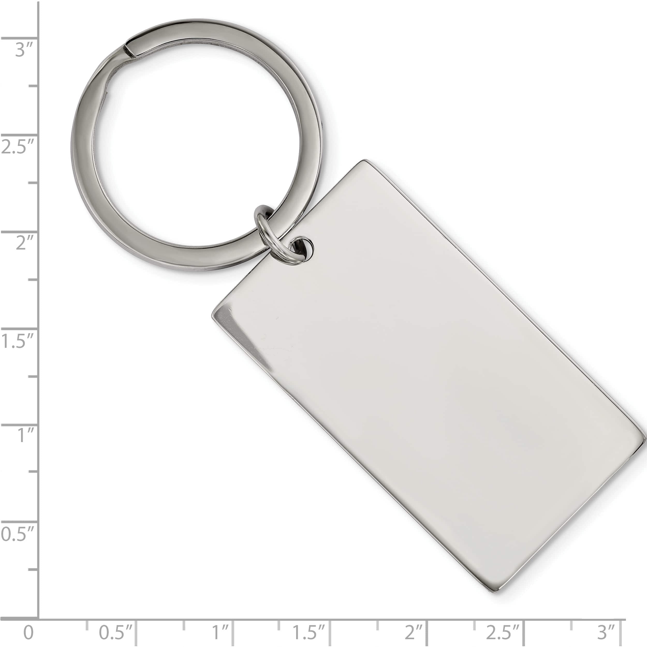 Stainless Steel Brushed & Polished 1.85mm Rectangle Reversible Key Ring (82.56 X 29) Made In China srk150