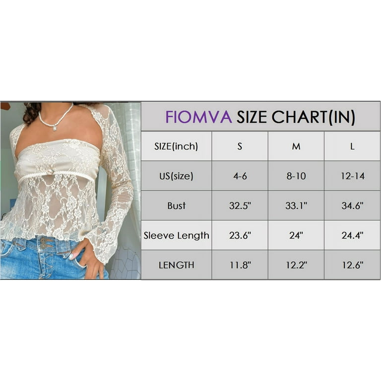 Lace Floral Mesh Sheer 2pcs Set for Women Long Sleeve Shrug T-shirt  Strapless Tube Top Fairy Coquette Y2K Vintage Crop Tops