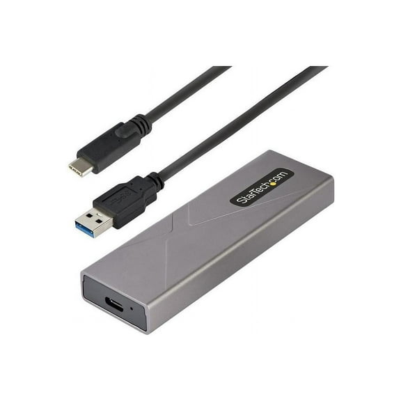 StarTech.com USB-C 10Gbps to M.2 NVMe or M.2 SATA SSD Enclosure, Tool-free M.2 PCIe/SATA NGFF SSD Enclosure, Portable Aluminum Case, USB Type-C & USB-A Host Cables, For 2230/2242/2260/2280 - Works w/ Thunderbolt 3 (M2-USB-C-NVME-SATA) - Storage enclosure - M.2 - M.2 Card (PCIe NVMe & SATA) - USB-C 3.2 (Gen 2) - space gray