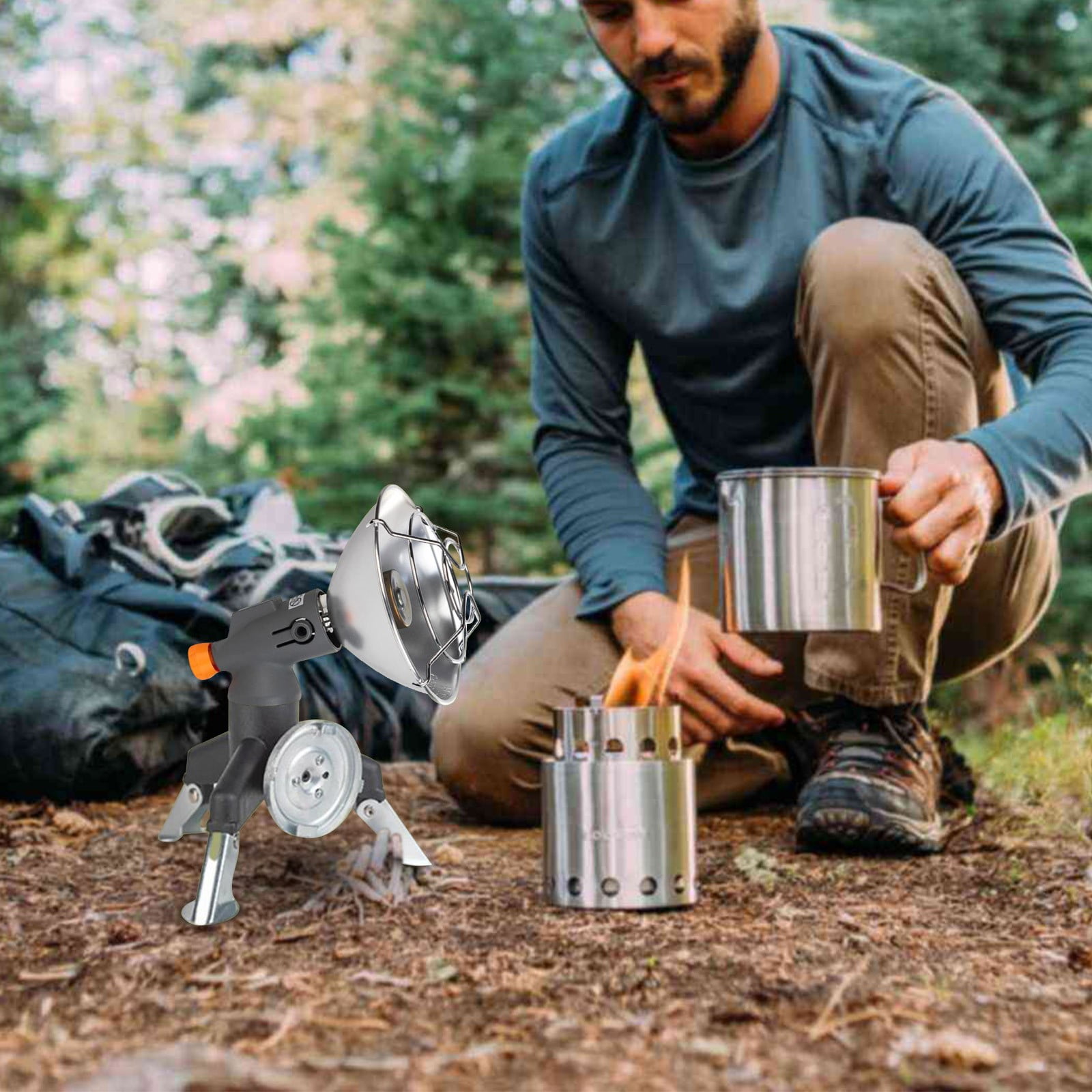 potrochi Portable Mini Camping Heater, Tent Heater for Camping, Small Outdoor Gas Heater for Winter, Outdoor Propane Gas Heating Stove for Hiking Backpacking Ice Fishing Travel