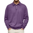 thumbnail image 3 of Long Sleeve Polo Sweaters for Men Casual Collared Button Top Lightweight Thermal Work Pullover Wear 2026 Purple 2XL, 3 of 5