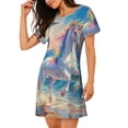 thumbnail image 2 of Logiee Dolphin Rainbow Horse Print Nightgowns for Women,Soft Short-Sleeved Lightweight Sleepwear, Loose Sleepshirts, 2 of 6