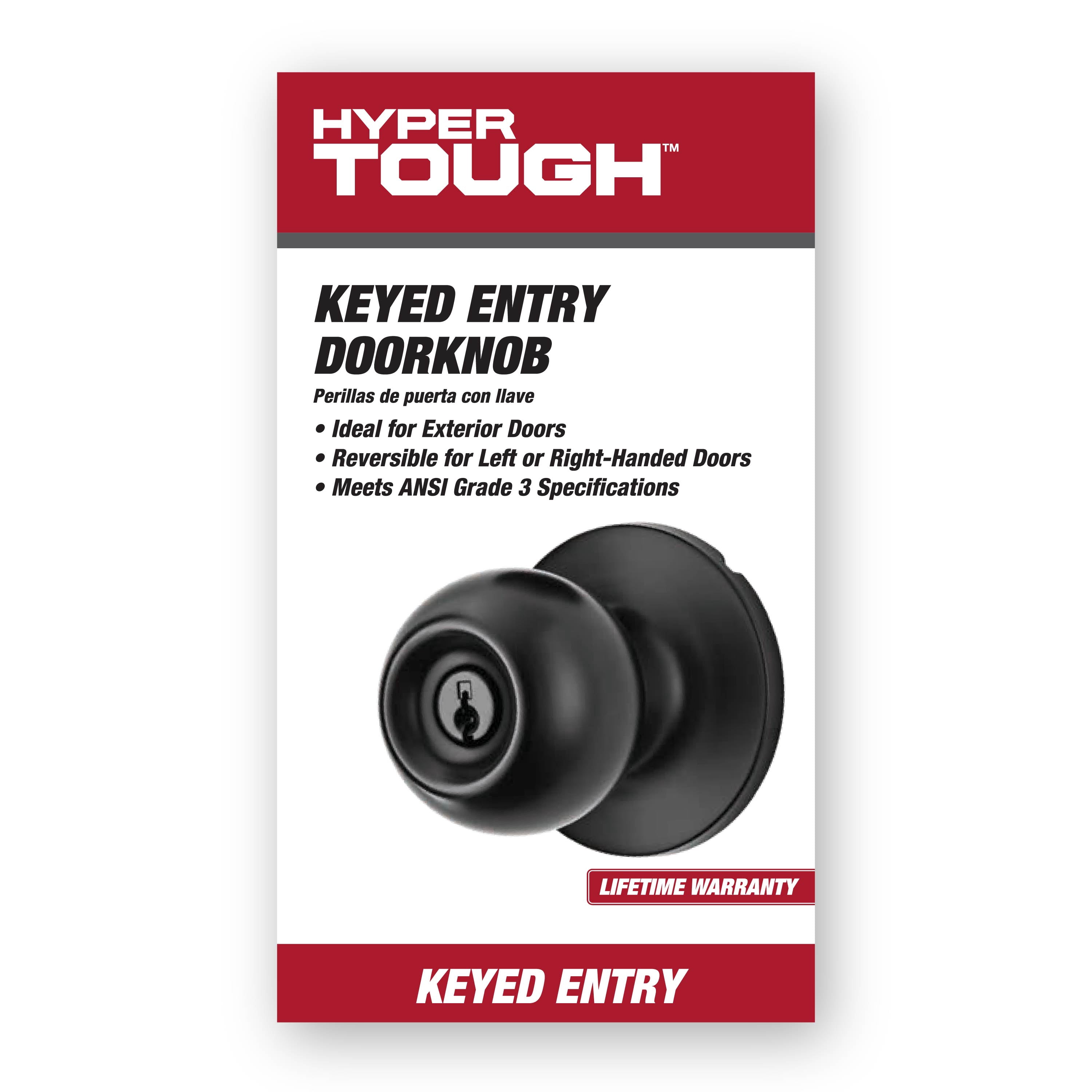 (4 pack) Hyper Tough Keyed Entry Ball Locking Doorknob Matte Black Finish