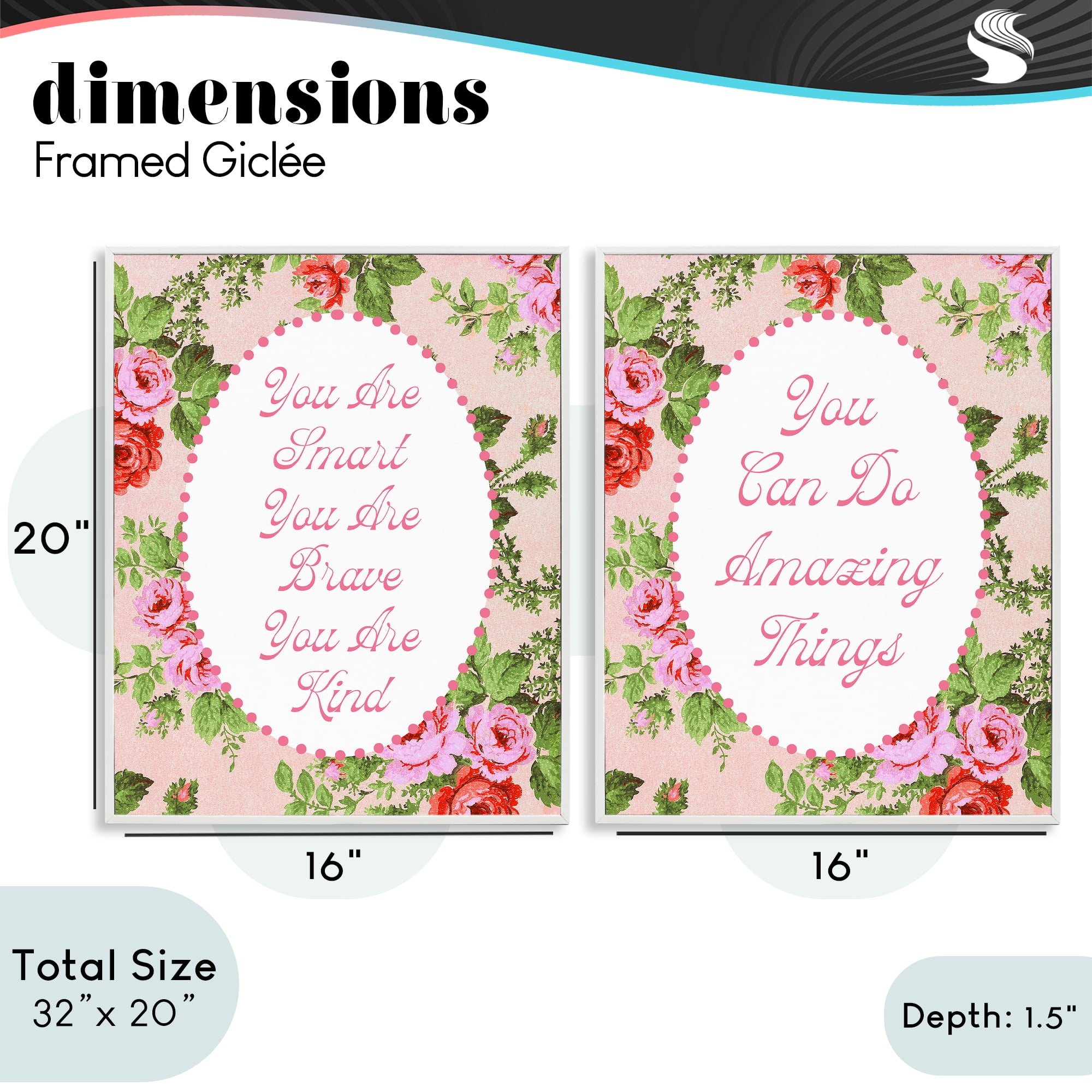 Stupell Industries Inspirations with Vintage Florals 2 Piece White Framed Giclee Art Set, design by Lil' Rue