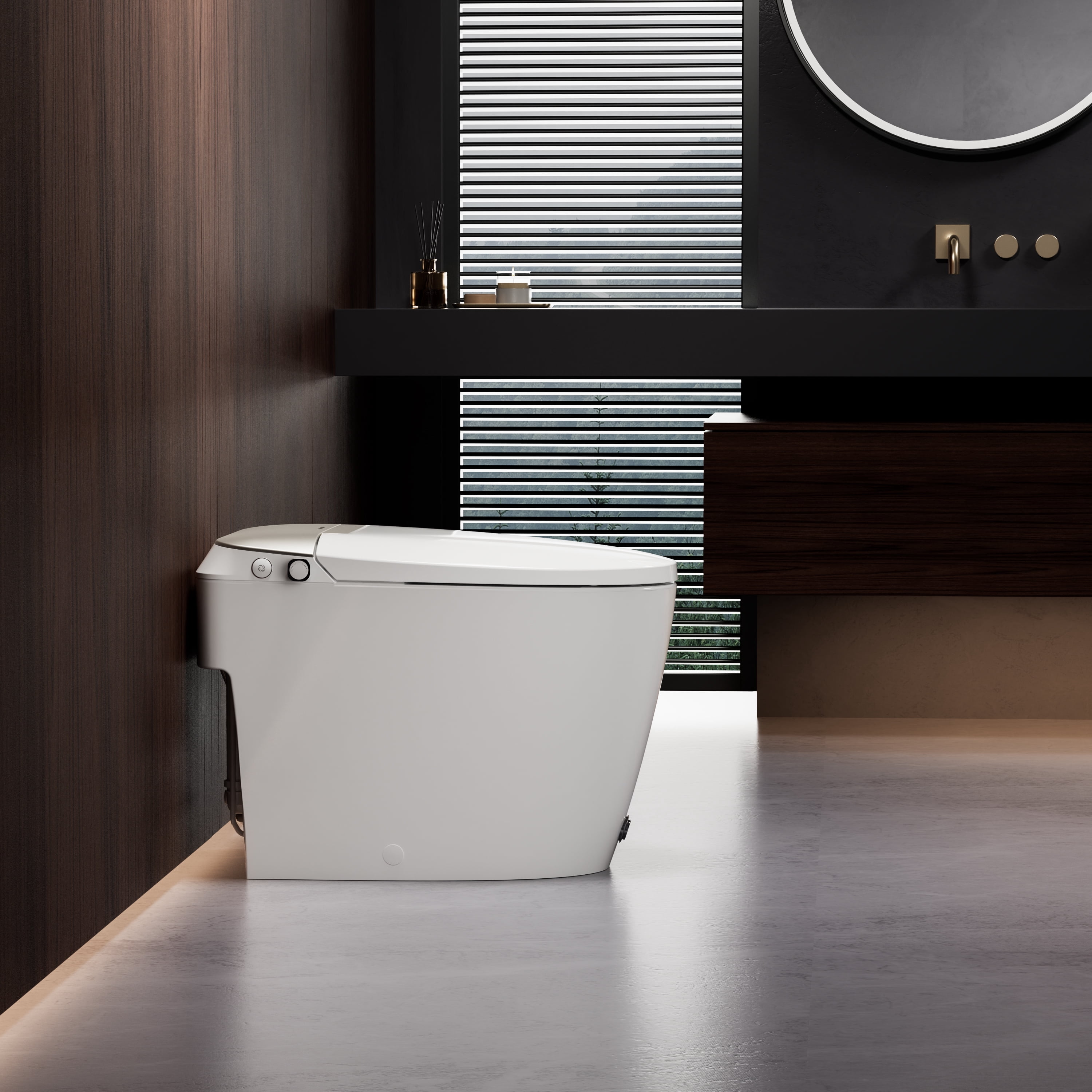 Casta Diva Non-Electric Bidet Toilet, MAP 1000g Powerful Flush Smart Toilet with Lady/Rear Wash, Foot-kick Flush, ADA Comfort Seat Height (Power Free)