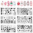thumbnail image 1 of Juego de 6 placas de estampado para decoración de uñas, accesorios de manicura, hojas de mariposa, flores, frutas, geometría, corazón, imagen de amor, plantilla para decoración de puntas DIY, 1 of 5