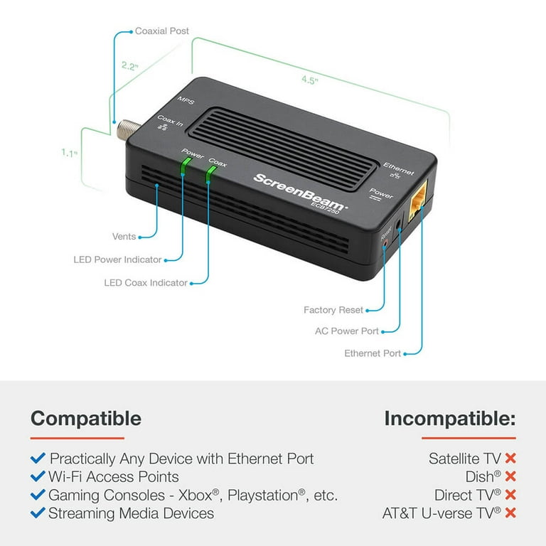Screenbeam ECB7250K02 MoCA 2.5 Network Adapter - 2 Pack - Walmart.com