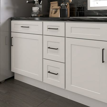 Furinno Shaker Drawer Base Kitchen Cabinet with 3-Drawers Ready to Assemble 24 D x 12 W x 34.5 H White