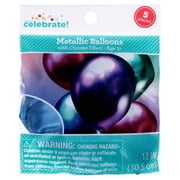 12 Multicolor Metallic Latex Balloons with Chrome Effect, 5 Pieces, by Way To Celebrate