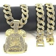 thumbnail image 2 of Men Women Hip Hop Letter Money Bag Pendant Pendant Necklace with 15mm Crystal Cuban Chain HipHop Iced Out Bling Necklaces Fashion Charm Jewelry, 2 of 5
