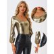 thumbnail image 2 of Camiseta de fiesta Allegra K con Cuello Redondo y Manga de Obispo Color Oro S, 2 of 5
