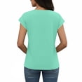 thumbnail image 5 of Craaazy Women's Relaxed Fit Crew Neck Blouse, Solid Color Short Sleeve Pleated Top, Loose Comfy Casual Tee for Spring & Summer Gifts, 5 of 7