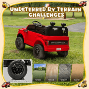 Conchico 24V Licensed Ford F150 Raptor Battery Powered Ride on Truck w/ Remote, 2-Seater and Rear Trunk for Kids Gift, Red