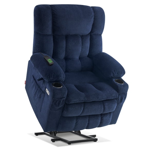 MCombo 22.4" Seat Width Recliner, Lay Flat, Infinite Position, Dual Motor, Vibration and Heat, Navy Blue
