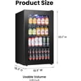 thumbnail image 4 of Yeego 136 Can Beverage Refrigerator Cooler, 3.4 cu.ft. Beverage Fridge with Glass Door for Home/Bar/Office, Black, 4 of 9