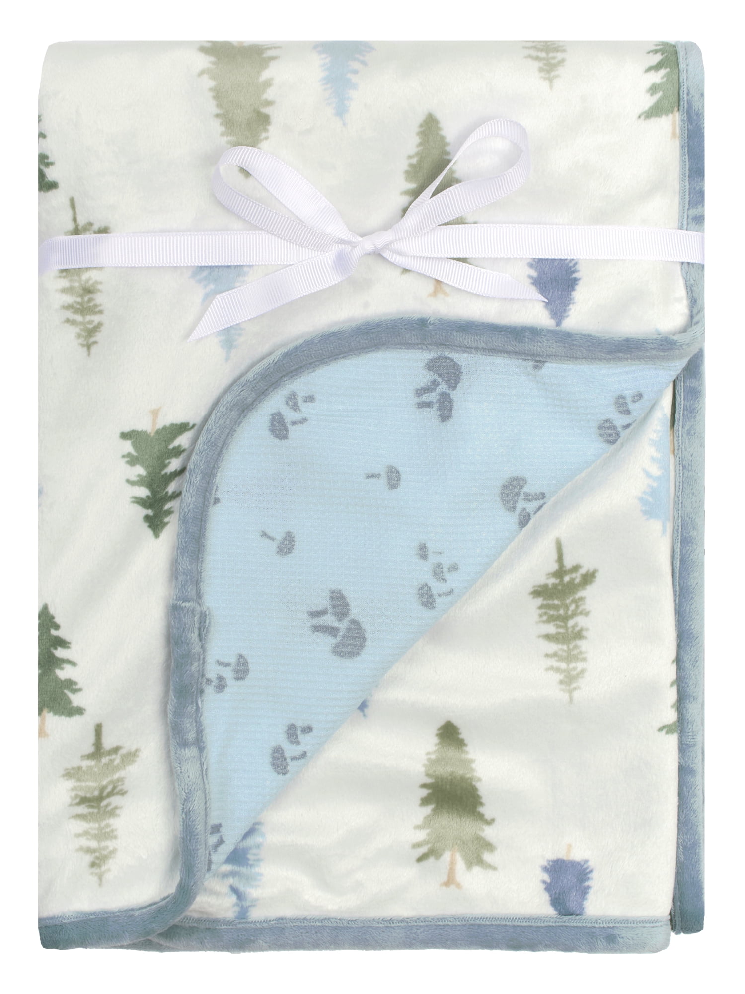 Modern Moments by Gerber Baby & Toddler Boys Reversible Plush Blanket, Blue Trees