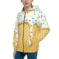 thumbnail image 2 of Pofeuu White Ice Cream Print Teenage Zipper Hoodie Sweatshirts Hooded Casual Jackets With Pocket For Boys Girls-Medium, 2 of 6