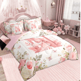 thumbnail image 3 of Feelyou Magic Elf Teens Twin Bedding Sets 7-Piece, Pink Monogrammed N Bedding Comforter Set, Princess Reversible Comforter, Microfiber Bedroom Decor, 3 of 9