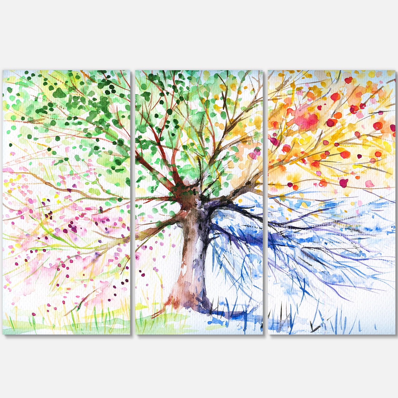Four Seasons Tree 28 in x 36 in Painting Art Prints, by Designart