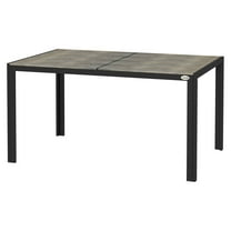 6-Seater Outdoor Dining Set - Gray Aluminum Patio Table - Contemporary Rectangular Garden Dining Table for Family Gatherings