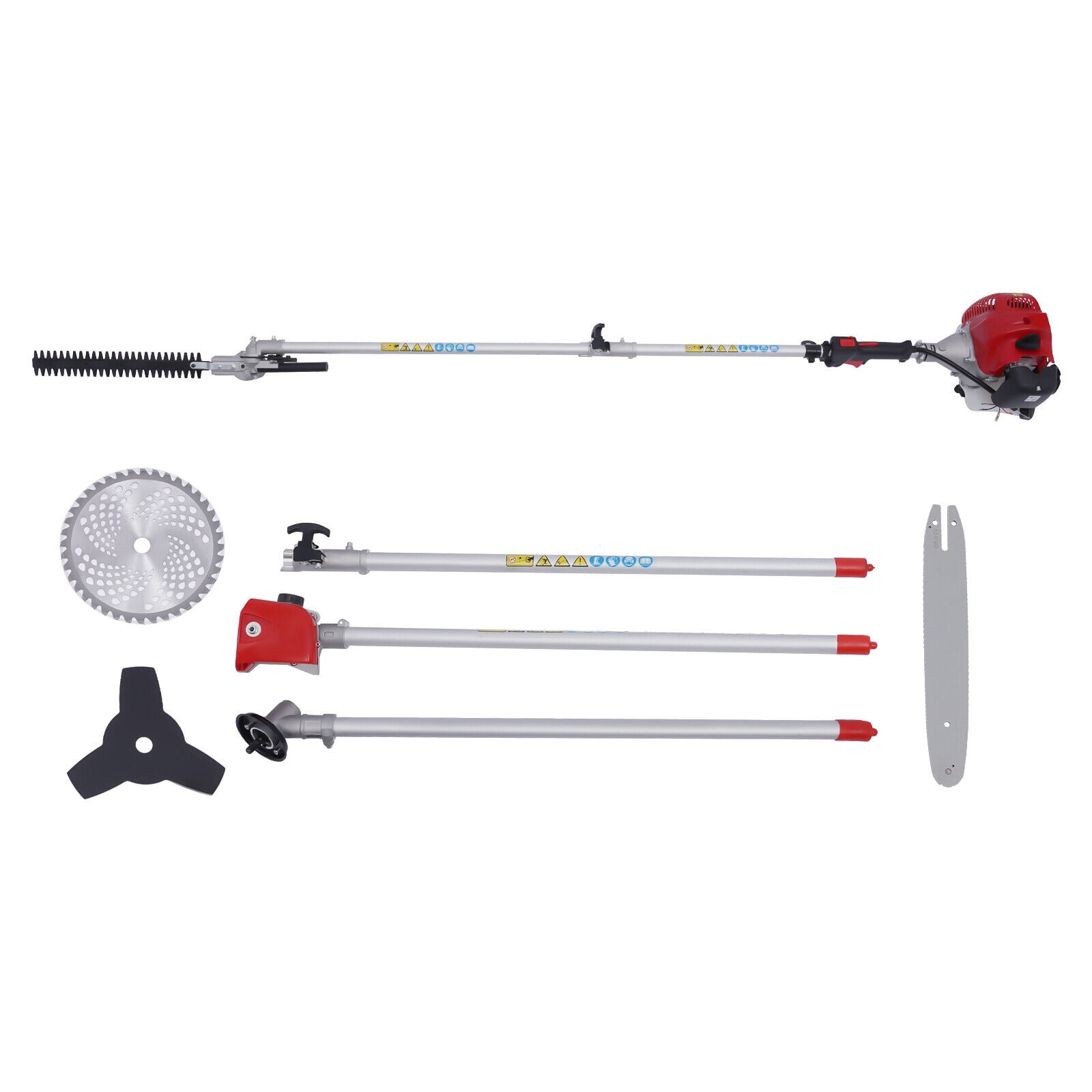 MONIPA 4-in1 51.7cc Gas Hedge Trimmer Brush Cutter Pole Saw 2 Stroke Garden Tool System
