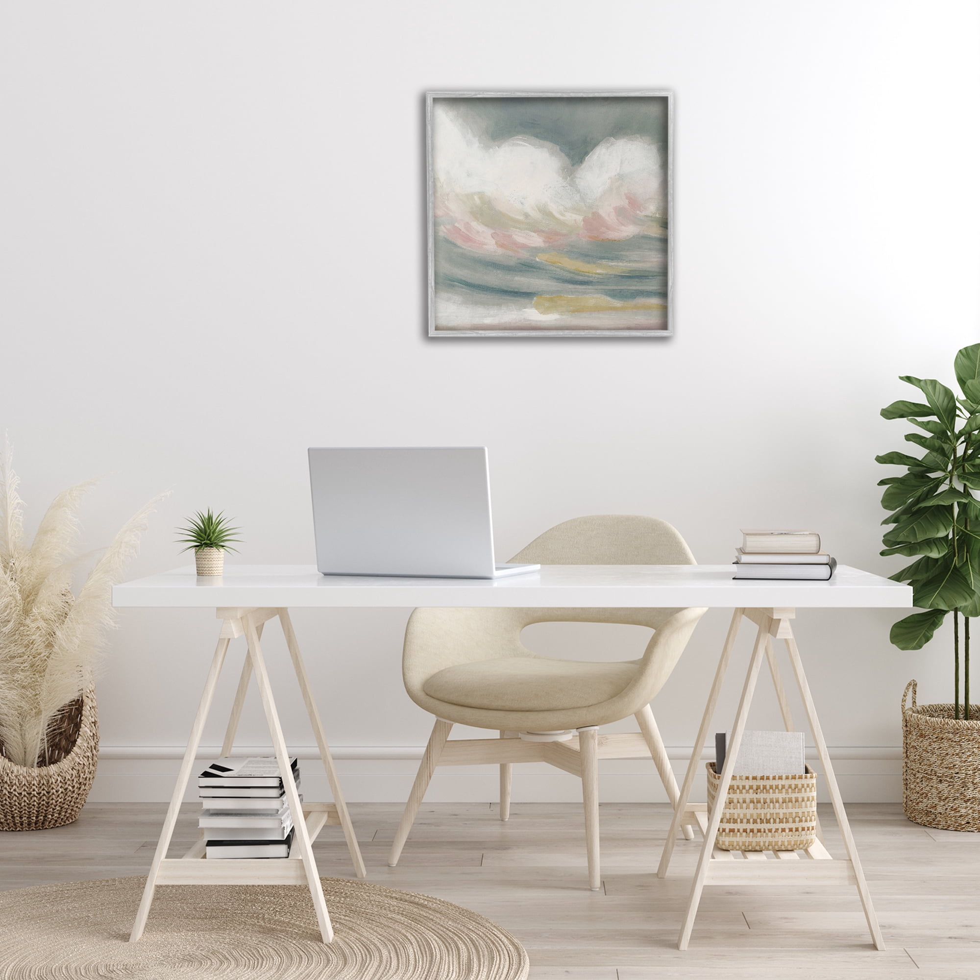 Stupell Industries Stormy Rolling Waves Landscape Painting Gray Framed Art Print Wall Art, 24 x 24