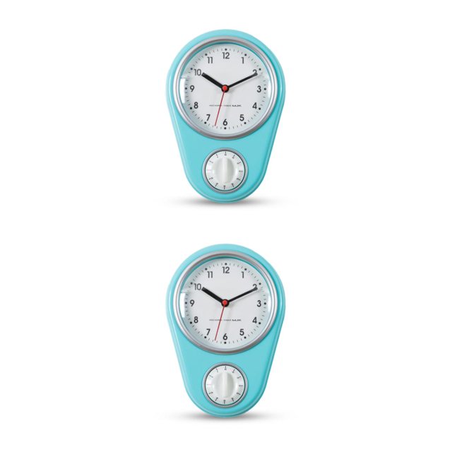 Youkk Unique Style Kitchen Timer Wall Clock Kitchen Decor Accurate Timekeeping blue 2Set