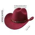 thumbnail image 2 of RUINIXCW Western Cowboy Cowgirl Hat for Women Men Wide Brim Pentagram Leather Belt Fedora Hat Wool Felt Vintage Jazz Hats, 2 of 7