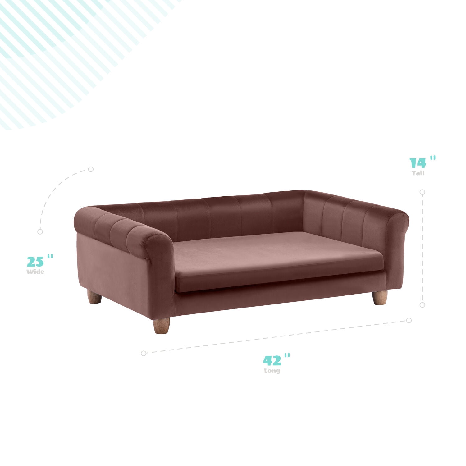Critter Sitters 42-in. Elegant Brown Faux-Velvet Rectangle Dog Pet Bed