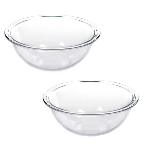 Marinex - Set of 2 Glass Mixing Bowls, 1.5 Liter Capacity, Dishwasher Safe