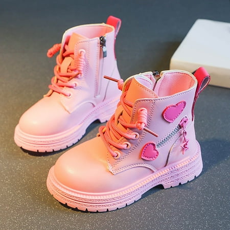 

JIKNTTR Toddler Gilrs Boots Fashion Ankel Booties Children S Winter Leather Lace Up Stylish Color Matching Side Zipper Boots Lace Up Side Zipper Booties