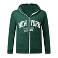 thumbnail image 3 of PMVFHDE Hoodies for Men Unisex Winter Letter Print Fashion Full Zip Pocket Casual Streetwear Cardigan Green,S, 3 of 4