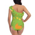 thumbnail image 5 of Picia Funny Chicken Pattern Women's One Piece Swimsuits,One Shoulder Swimwear Asymmetric ,Ruffle Monokinis Bathing Suits,High Waisted Flattering Bathing Suits-, 5 of 8