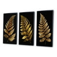 thumbnail image 3 of Designart "Golden Fern Against Black Background I" Floral Ferns Framed Wall Art Set Of 3 - Gold Modern Frame Gallery Wall Set For Home Decor, 3 of 6