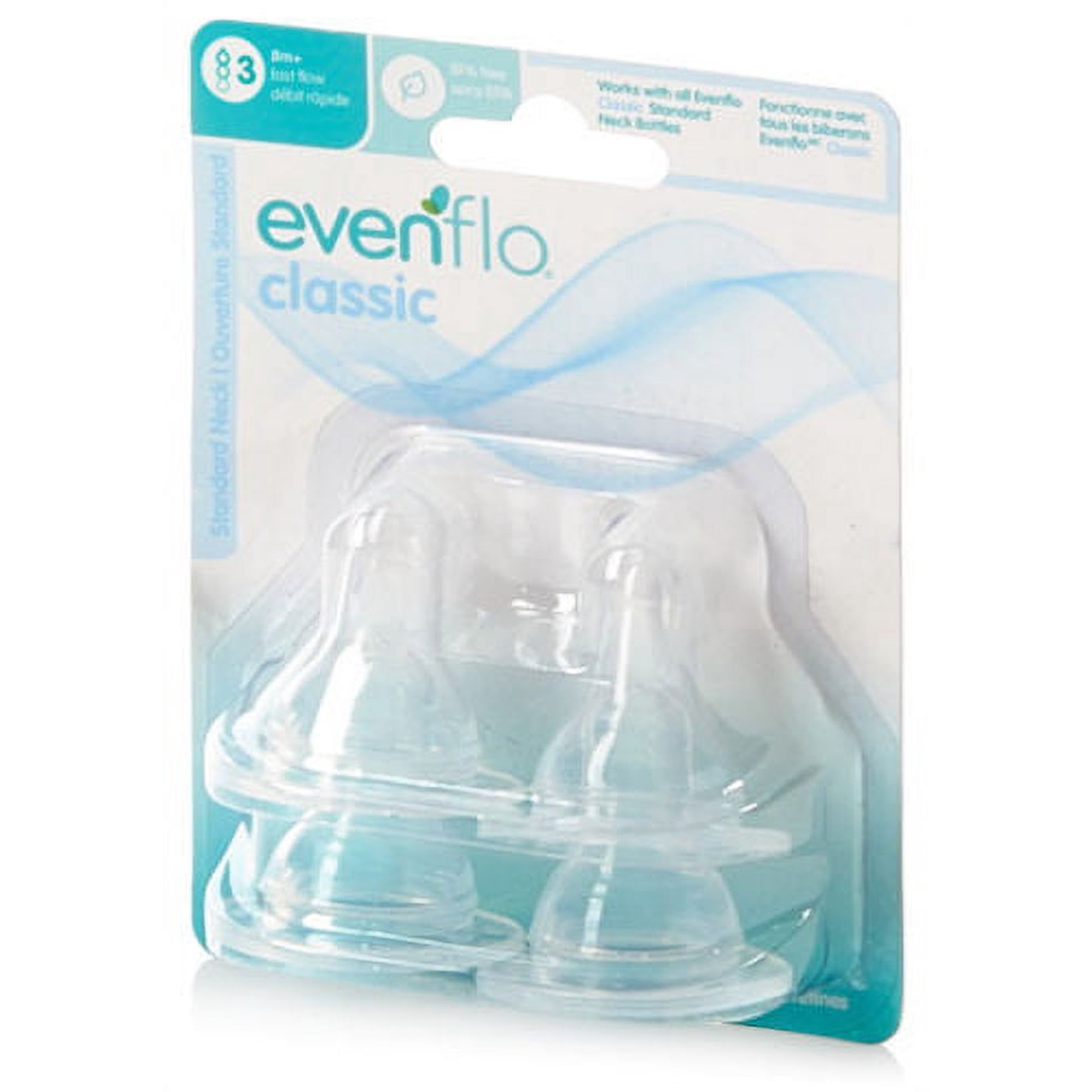 Evenflo Classic Bottle Nipples, 12 Count, Fast Flow