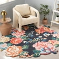 thumbnail image 2 of SAFAVIEH Jardin Vincent Floral Area Rug, Navy/Pink, 6' x 6' Round, 2 of 10