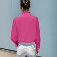 thumbnail image 4 of Gsakboxl Womens Blouses Womens Ruffled Long Sleeve Shirt Elegant Button Down Blouse with Ruffle Trim on Neckline Chic Casual Top for Spring and Autumn L, 4 of 7