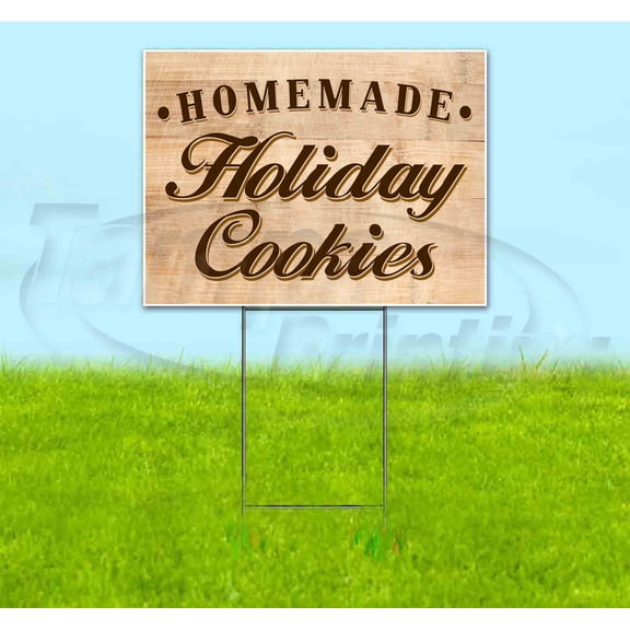 Homemade Holiday Cookies (18" x 24") Yard Sign, Includes Metal Step Stake