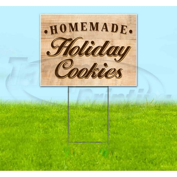 Homemade Holiday Cookies (18" x 24") Yard Sign, Includes Metal Step Stake