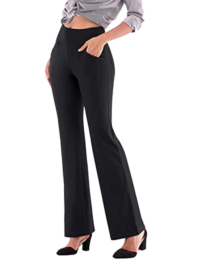 Calzi Women's Boot Cut Dress Pants, Business Work Slacks, Yoga Lounge Pant,  Flare Bell Bottoms, Black, Size L - Walmart.com