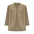 thumbnail image 6 of Holzkary 3/4 Sleeve Cardigan for Women 2025 Summer Fall Casual Open Front Lightweight Cardigans Soft Draped Ruffle Cardigan Women's 3/4 Sleeve Cardigan Lightweight Soft Open Front Cardigans Beige Xl, 6 of 7