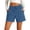 Blue, variant on Women's Solid Color Elastic Denim-like Double Pocket Shorts Fitness And Casual Leggings Cropped Shorts