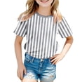 thumbnail image 1 of GDREDA T-Shirt Graphique à Manches Courtes Rayé de Carnaval pour Garçons, Chemise de Fête Colorée, Haut Décontracté Confortable pour Enfants, Gris Pâle,140, 1 of 4