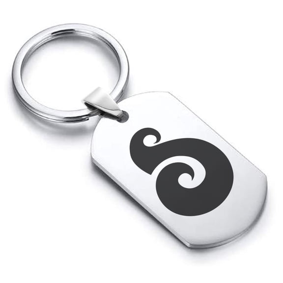 Stainless Steel Matau (Fish Hook) Maori Symbol Dog Tag Keychain Circle Ring