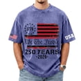 thumbnail image 2 of CIENVNSTG Men's Patriotic Star and Stripe Flag Oversize Shirts Short Sleeve Crewneck Graphic T-Shirts USA 250th Anniversary 1776-2026 Independence Day Casual Wear Tops Blue 2XL, 2 of 4