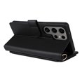 thumbnail image 4 of Wallet Case for Samsung Galaxy S24 Ultra with Wrist Strap, Crossbody Shoulder Strap, Card Slots Purse, Luxury PU Leather Kickstand Cell Phone Cover Maagnetic Closure for Galaxy S24 Ultra, Black, 4 of 11