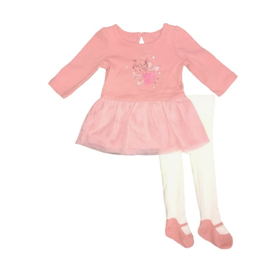 Infant Girls Pink Fairy Baby Dress Tutu Skirt Ballet Foot White Tights Set 0-3M