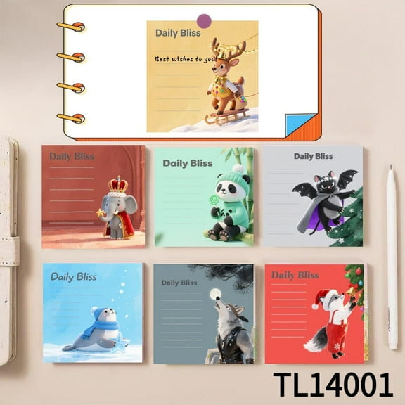 Adorable Animal - Themed Sticky Notes Designs for Every Occasion (3.54×3.54 Inches) 100-Pack with105 Emoticon Stickers, Ideal for Quickly Jotting Down Reminders and Leaving Temporary Messages