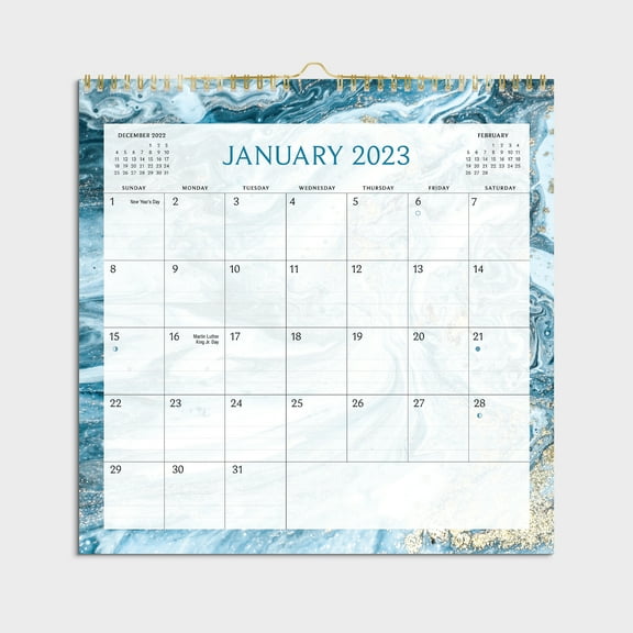 2023 -12 Month Calendar-Marble border- 12x12 Spiral bound-by Pen+Gear